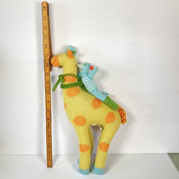 Blabla Stuffed Animal Giraffe Plush with Cat Rider & Bird Hand Knit Made In Peru - Picture 4 of 7